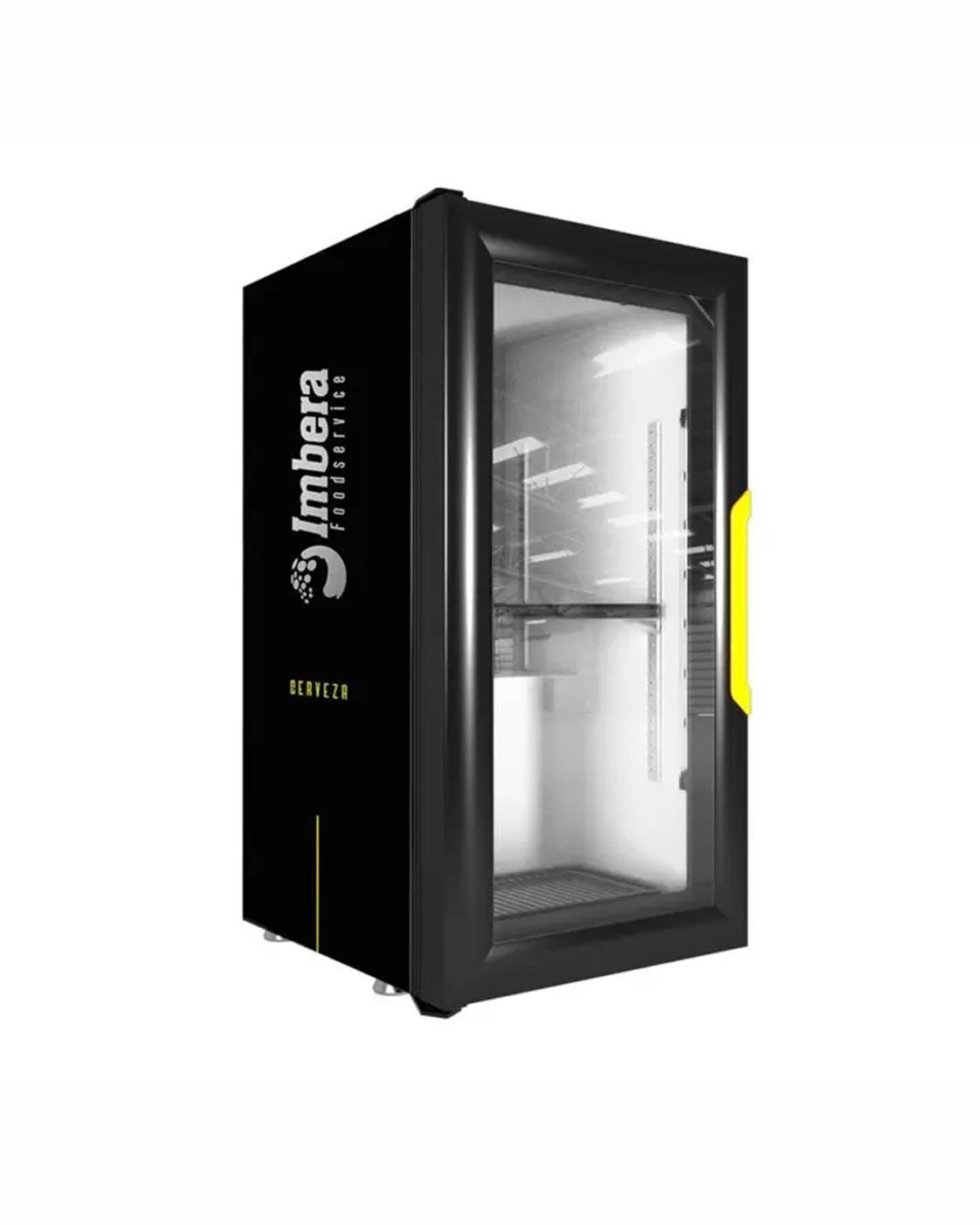 ENFRIADOR CERVECERO NEGRO CON 2 PARRILLAS CON CAPACIDAD DE 0.042 M³, 1 PUERTA DE CRISTAL, LUZ LED
